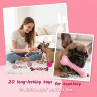 20 Pack Luxury Puppy Teething Chew Toys for Small Dogs and Puppies – Essentials for Dogs - Pink - image 4