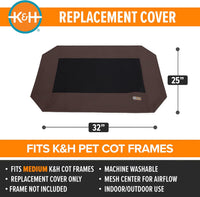 K&H Outdoor Elevated Dog Bed Pet Cot Replacement Cover - Chocolate/Black Mesh / Medium 32 X 25 Inches - image 2