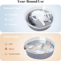 Handwoven Cat Basket Bed Cooling for Indoor Cat with Cushion – Essentials for Cats - Grey - image 2