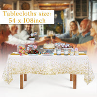 Childom 3 Pack Black and Gold Tablecloths for Events - White and Gold - image 2