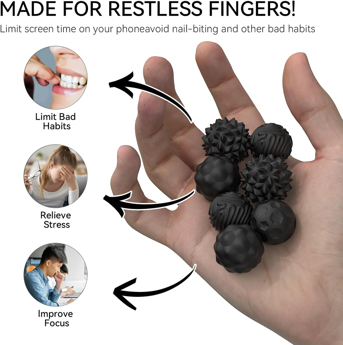 Magnetic Fidget Balls for Adults & Teens - Black (8-pack) - image 2