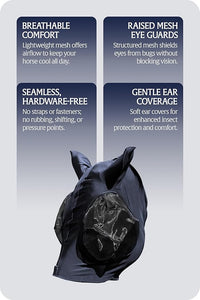 Equinavia Bug Out Fly Mask | Against Flies, Insects, UV Rays - Carbon Grey - Cob
