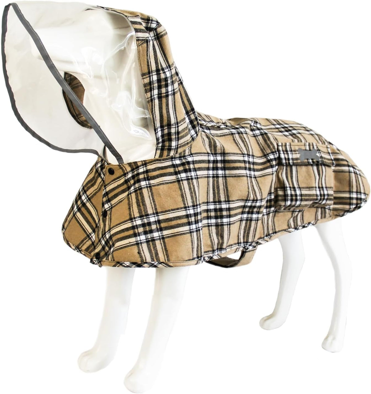 MAMORE Dog Raincoat Waterproof Reflective Adjustable Pet Rain Jacket - X-Small: 4-9lbs / Khaki