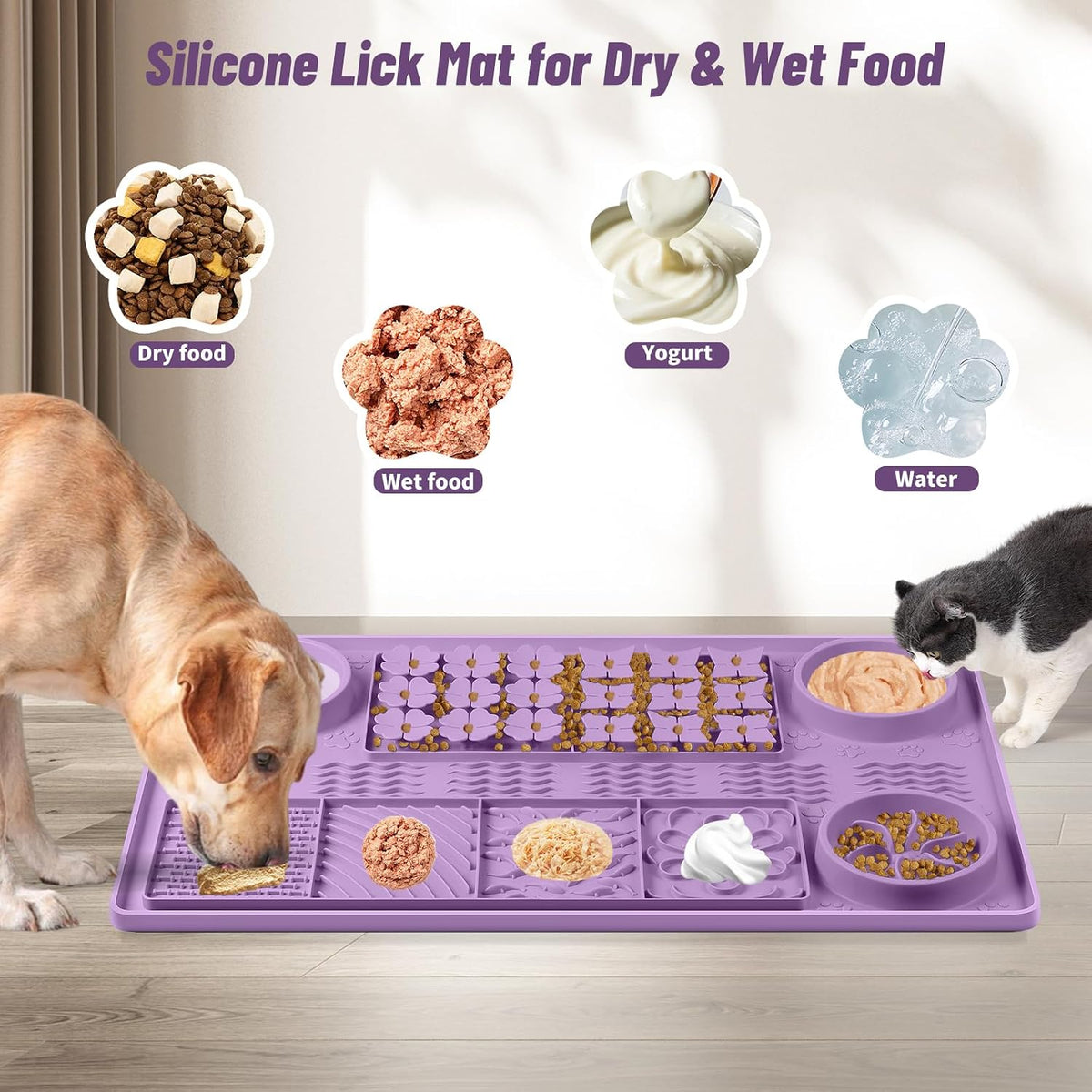 Silicone Snuffle Mat for Dogs 23.6"x 15.7" Large Slow Feeder Mat - Purple:32"x20" - image 2
