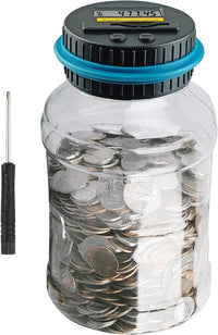 Large Piggy Banks for Adults, Digital Counting Money Jar - Blue