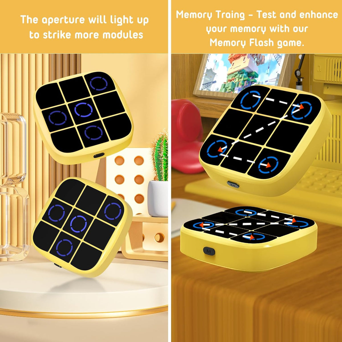 Tic-Tac-Toe Bolt Game, 4-in-1 Handheld Puzzle Games Console, Electronic Tic-Tac-Toe Game - Yellow / M(Classic) - image 4