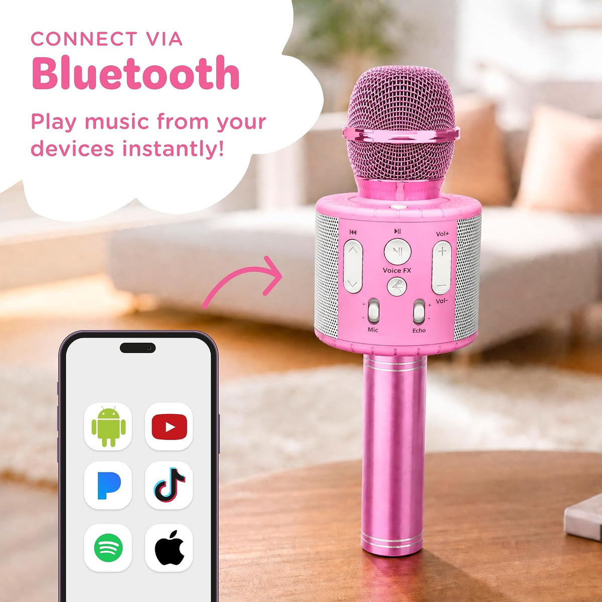 Move2Play, Kids Karaoke Microphone - All Pink - image 2