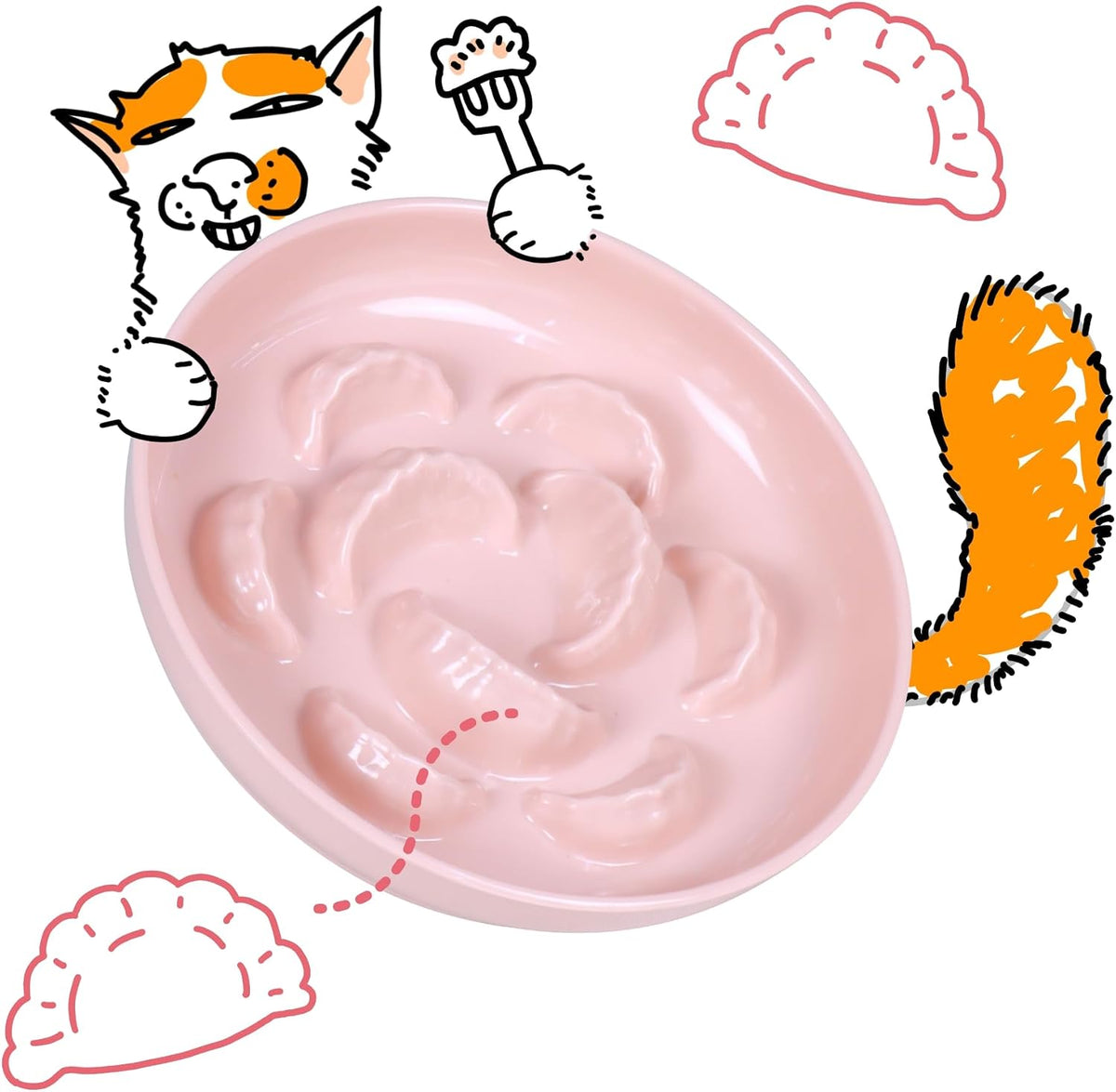 Slow Feeder Bowl for Cats and Small Dogs - Pink / 6.3''W x 1.5''H