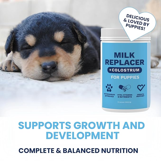 Under the Weather Puppy Milk Replacer Powder + Colostrum | Puppy Milk Replacement Formula | Nutrient-Rich Formula with Colostrum for Immune & Digestive Support – 12 oz