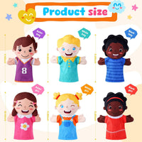 6 Pcs Family Hand Puppets 12 Inch Grandparents, Mom & Dad - Multiculturalism - image 3