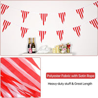 RUBFAC 170ft 120pcs Red White Striped Pennant Banner – Fun for Kids & Family - red and white / 170 Feet - image 3