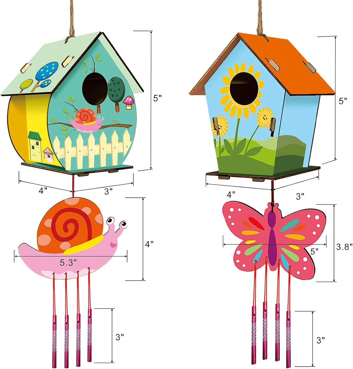 Home Composer 4 Pack DIY Bird House Wind Chime Kits for Children - image 2