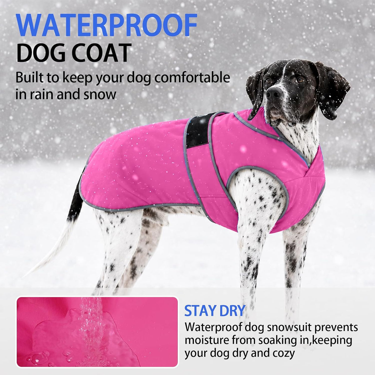 MIGOHI Warm Dog Coat Waterproof Winter Dog Jacket, M - RoseRed / XX-Large - image 3