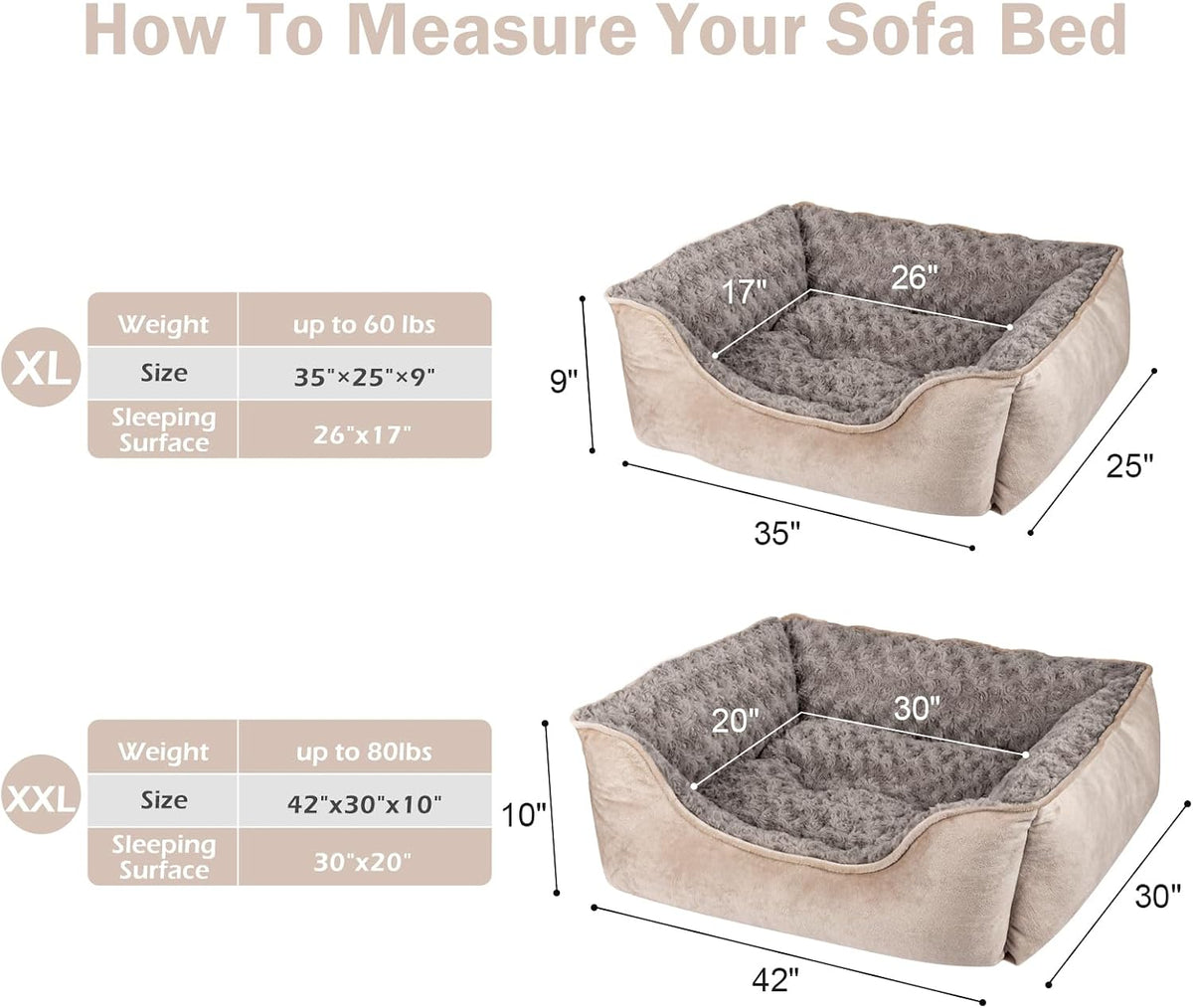 JOEJOY Rectangle Dog Bed for Large Medium Small Dogs - Beige / XXL(42"x 30"x 10") - image 2