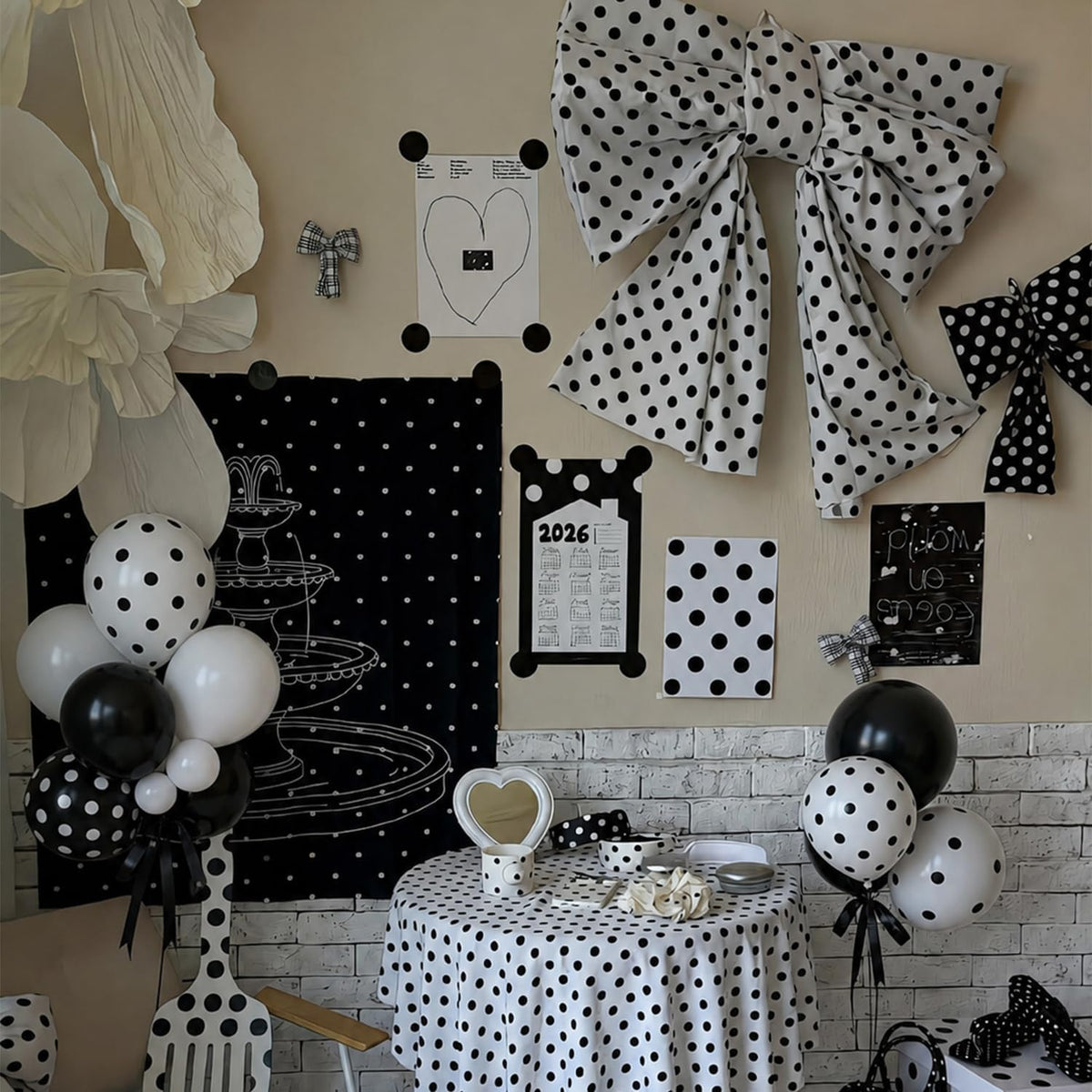 Pink Balloon Arch Kit, 145Pcs Baby Shower Birthday Decor – Fun for Kids & Family - Black White Polka Dot - image 3
