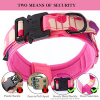 Tactical Dog Collar Adjustable Military Nylon Dog Collar with Control - Large (Pack of 1) / Pink Camo - image 2