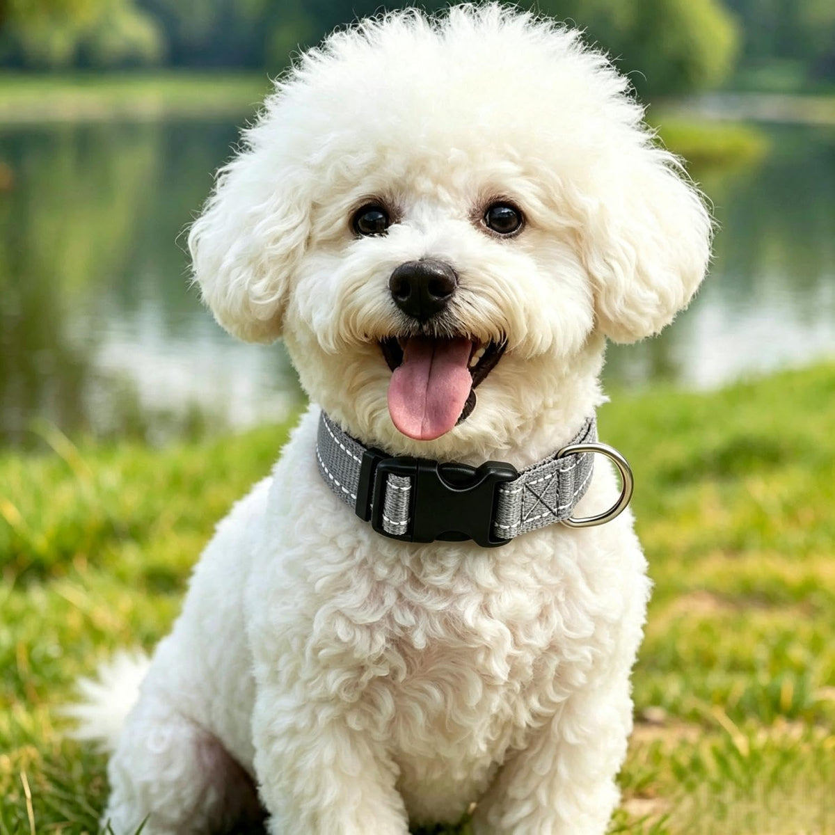 Dog Collar for Small Medium Dogs with Buckle - Dark Gray / Large - image 2
