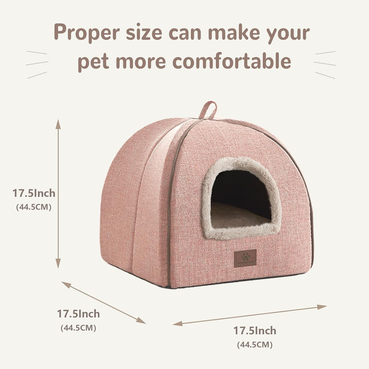Cat Bed for Indoor Cats - Cat Cave Beds Cat House Cat Tent with Removable Washable Cushioned - Light Pink / L(17.5 x 17.5 x 17.5 Inch) - image 3