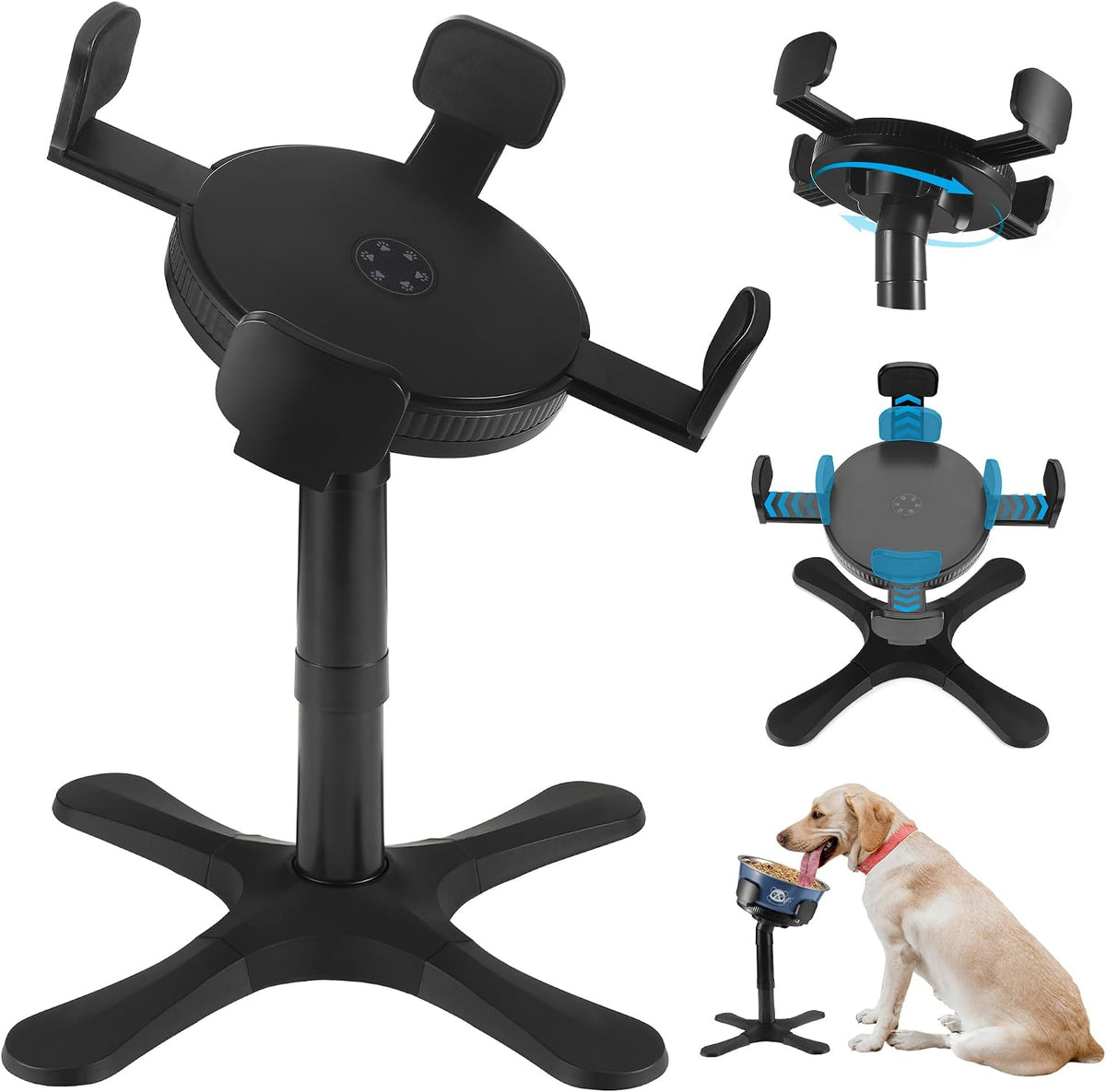 Dog Bowls Elevated Adjustable Stand - Dog Bowl Stand 1 Pack Black