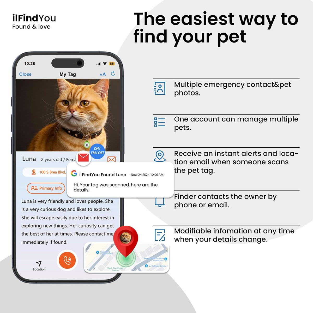 QR Code Cat Tags Personalized Small, Real-time Alerts, Pink – Essentials for Cats - 1 Pack Green / Small-1"*1.2'' - image 4