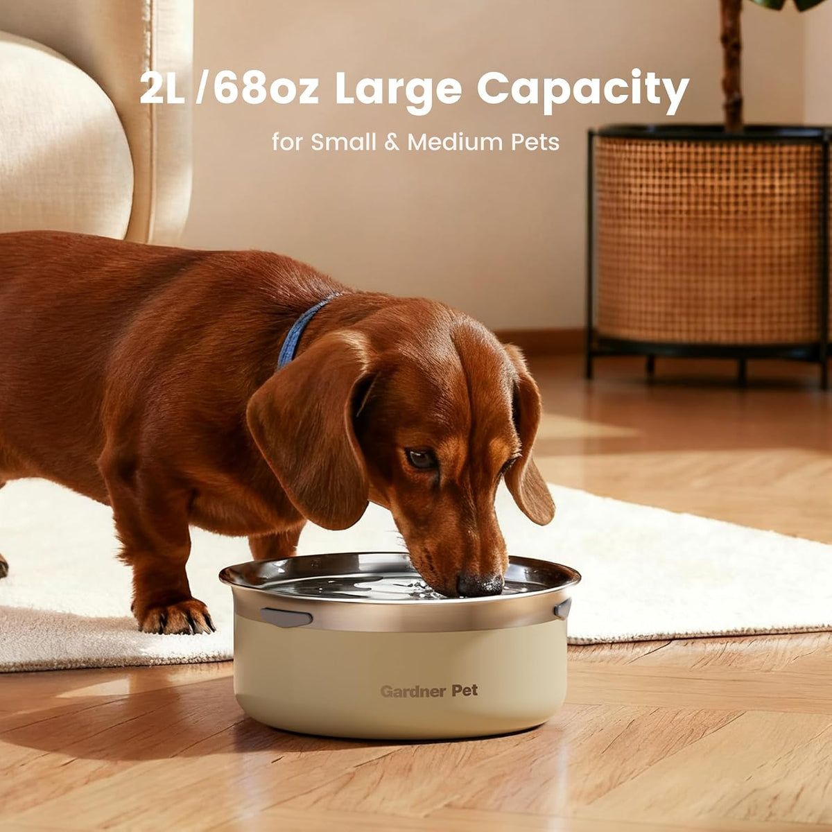 Gardner Pet Dog Bowls 1 Gallon Stainless Steel Dog Water Bowl – Essentials for Dogs - White / Small (2L) - image 2