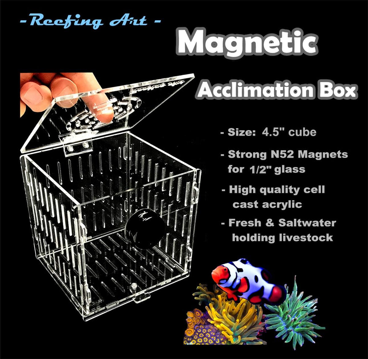 Magnetic Acclimation Box Fish Breeder Nursery Isolation Tank – Essentials for Fish - 4.5" Cube - image 4