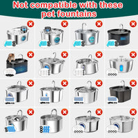 Cat Water Fountain Filter 16Pcs Fit 101oz/3L Stainless Steel Pet - 8 Filters+8 Sponges (4 Month Supply) - image 2