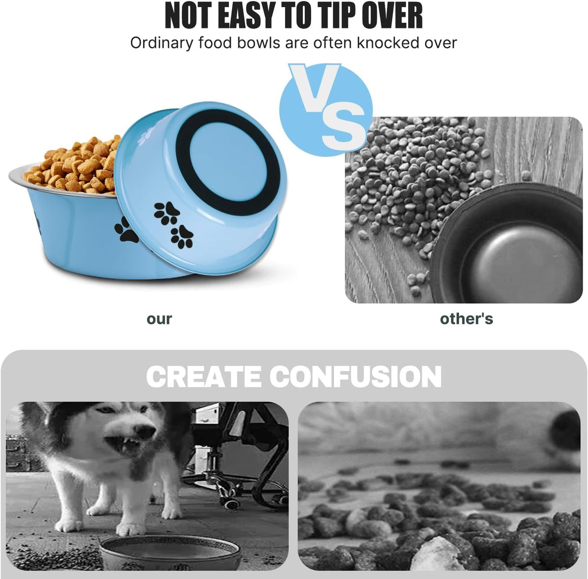 Stainless Steel Dog Bowls - Blue / 3.6 Cups/29 OZ - image 4