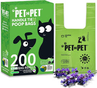 Pet N Pet Poop Bags for Dogs, Unscented, Tie Handles Thick - 200 Count (Pack of 1) / 200 Scented with Handle
