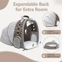 Expandable Cat Carrier Backpack with Bubble Window - Leopard Print - image 3