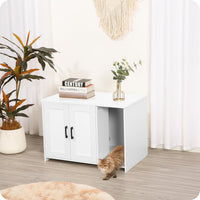 Cat Litter Box Enclosure, with Scratching Mat - White / 27.6"L x 18.2"W x 19.6"H - image 2