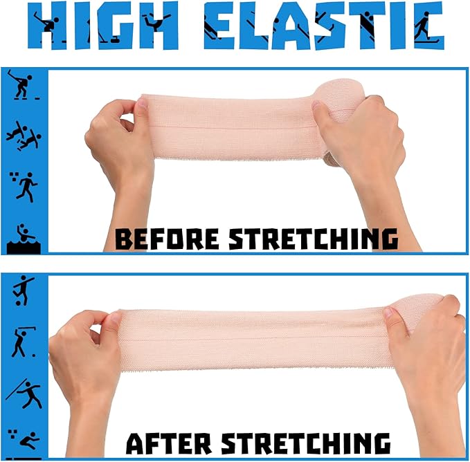 Nuanchu 16 Rolls Elastic Adhesive Bandage Tape Self Adherent Cohesive Flexible Stretch Elastic Athletic Tape for Sports Ankle Knee and Wrist, Vet Wrap for Horses Pets Cats Dogs(3 Inch x 5 Yard)