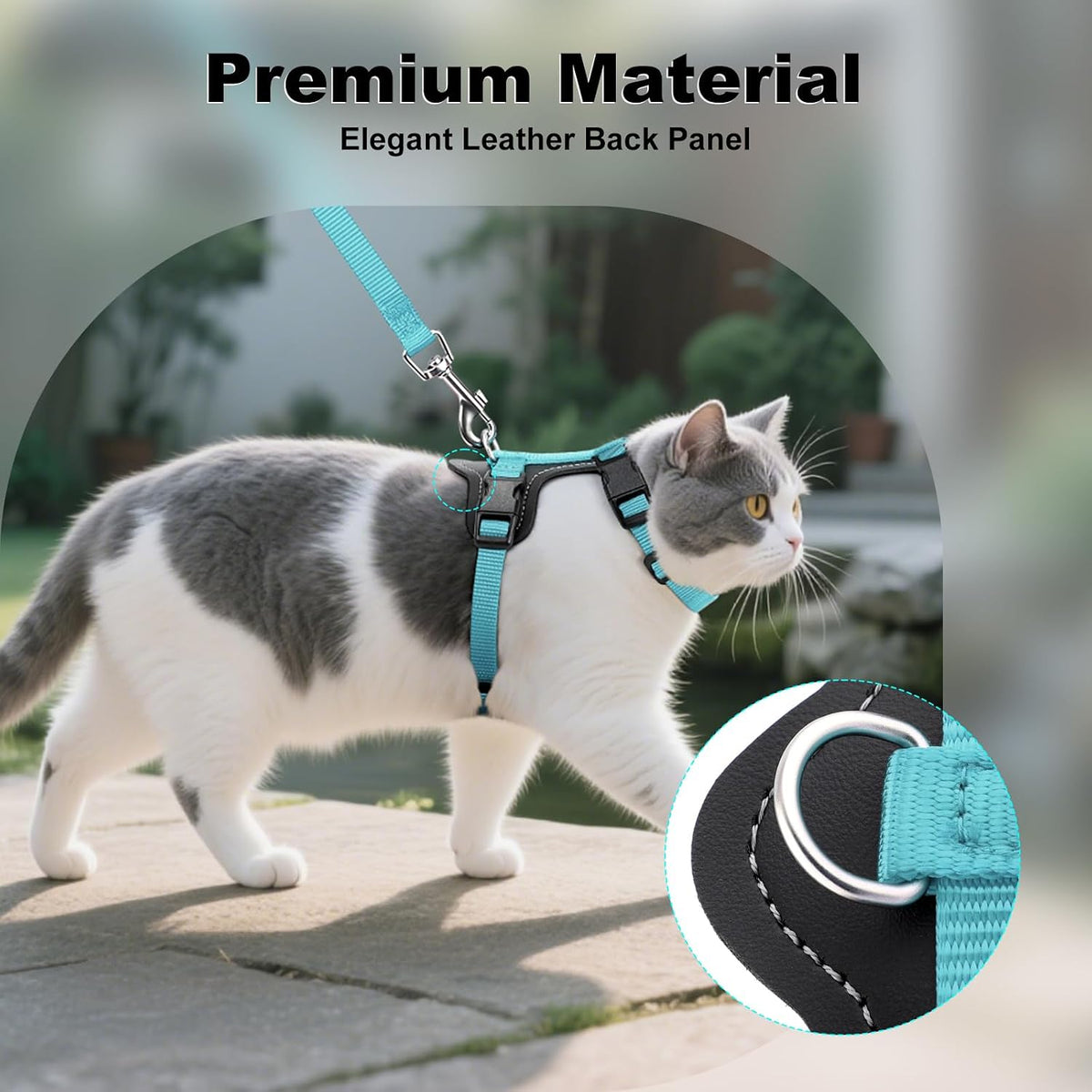 Plutus Pet Adjustable Cat Harness and Leash Set - Light Blue - image 3