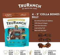 4-5" Collagen Bones, Bully - Collagen Dog Bones - Long Lasting Healthy Joint Support - Rawhide Alternative - Skin & Coat Health, Value Pack, 15 Bags, 60 Count
