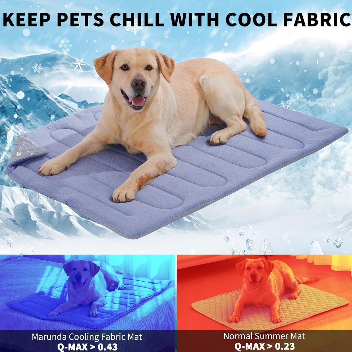 Cooling Mat for Large Dogs, Q-Max>0.46 - Ocean Blue / 36" x 24" - Large-Crate - image 4