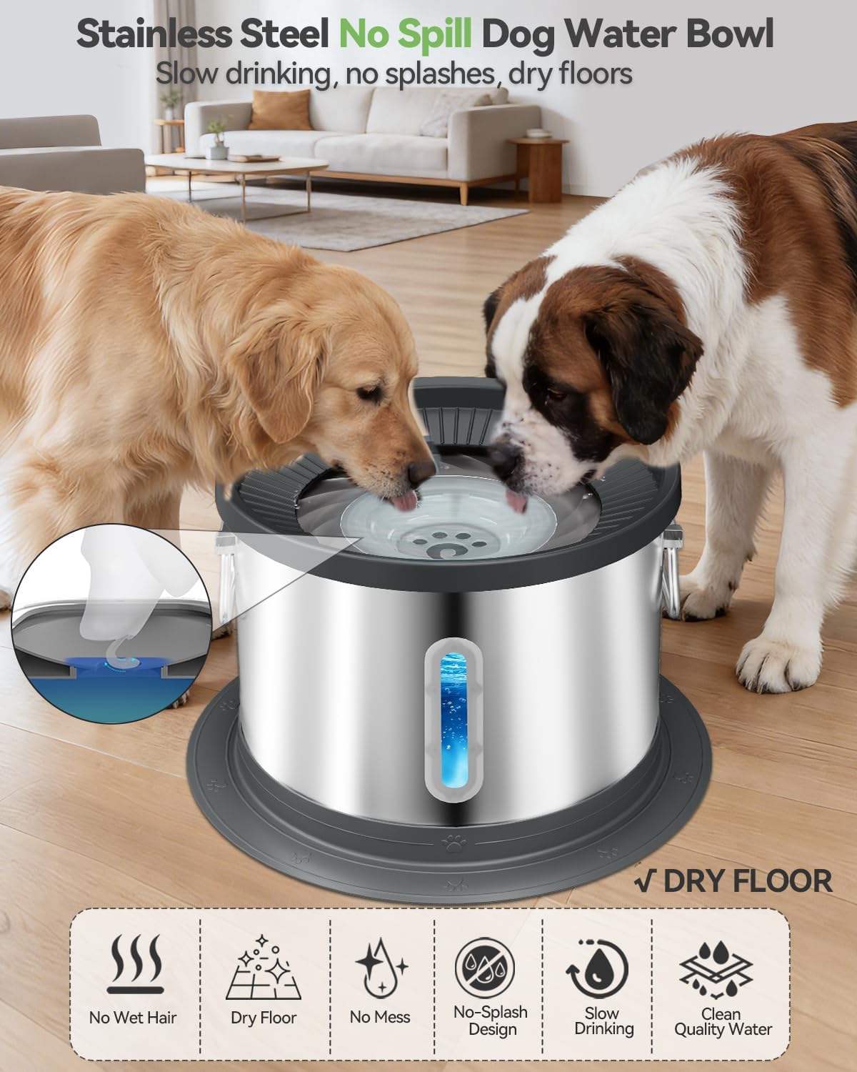 UPSKY 14L No Spill Dog Water Bowl - Black / 14L - image 2