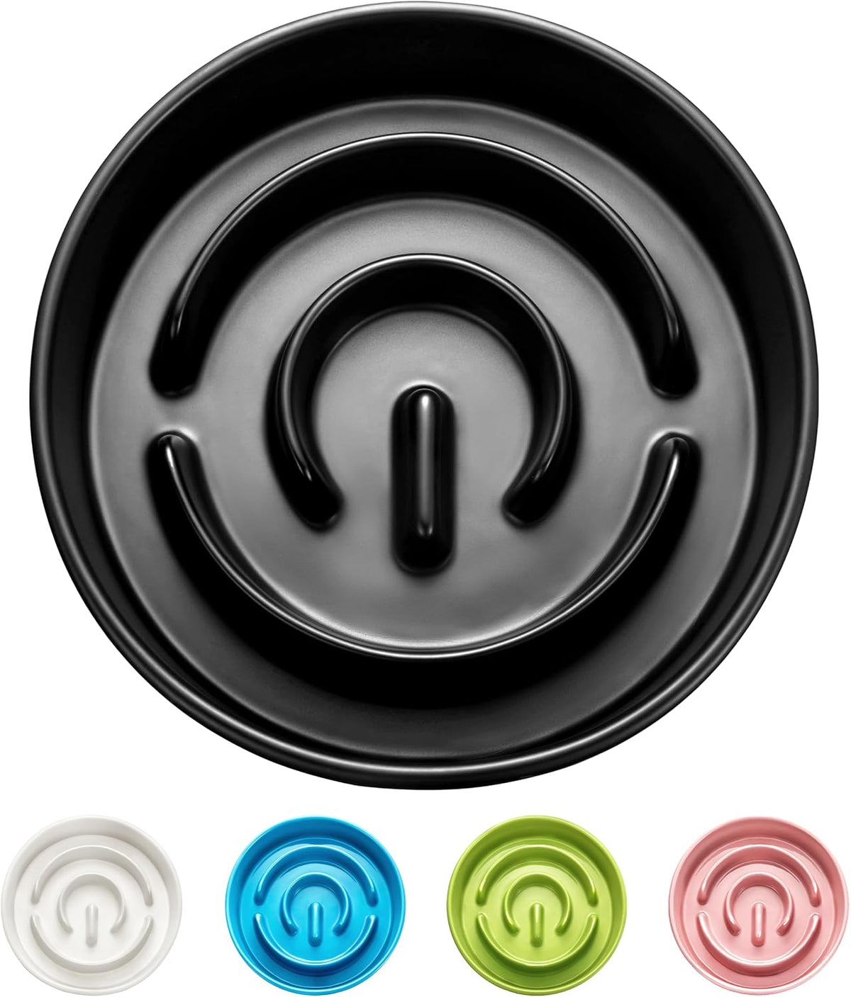 Ceramic Slow Feeder Dog Bowls - Black / 6 Inches
