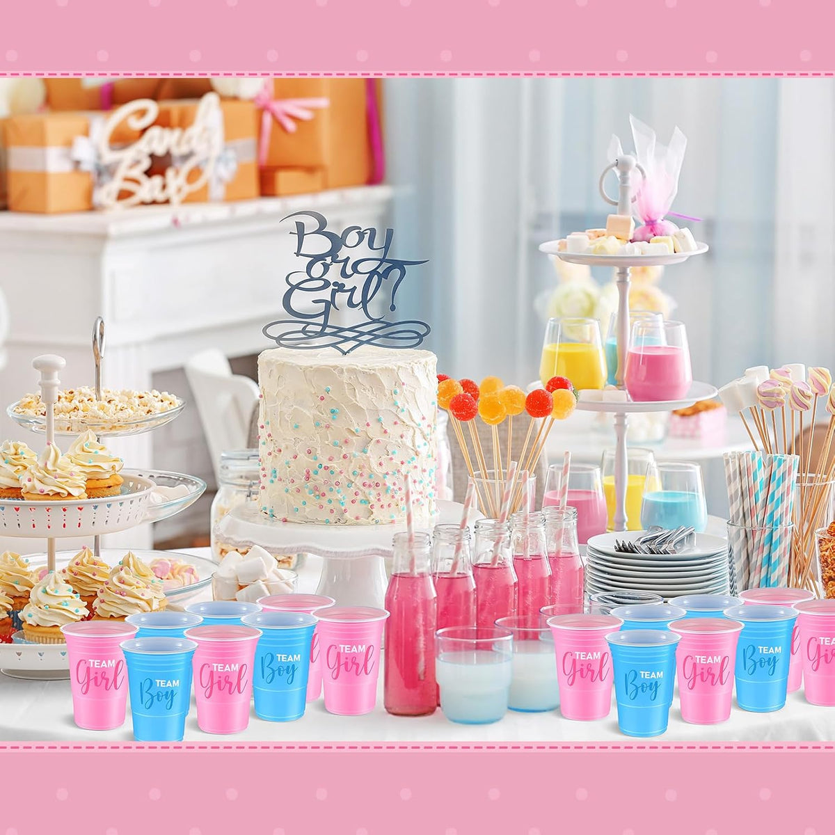 Norme 60 Pcs 16 oz Plastic Gender Reveal Cup Blue Pink Disposable Cup – Fun for Kids & Family - 16 oz / 60 - image 4