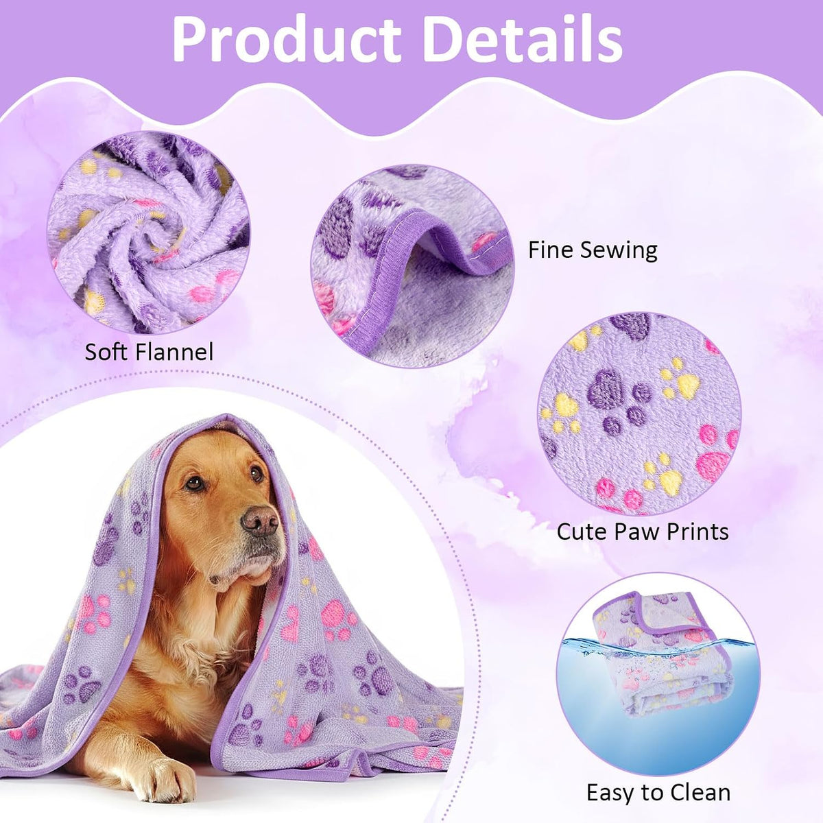 41" x 30" Dog Blankets for Medium Dogs, Cat - 41" x 30" / Purple / 1 - image 3