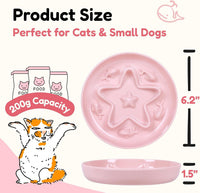 2 Pcs Cat Slow Feeder Bowl - Coral Pink / 6.2'' - image 2