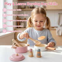 Premium Toddler Play Kitchen Toys, Wooden Kitchen Accessories – Fun for Kids & Family - Pink - image 3
