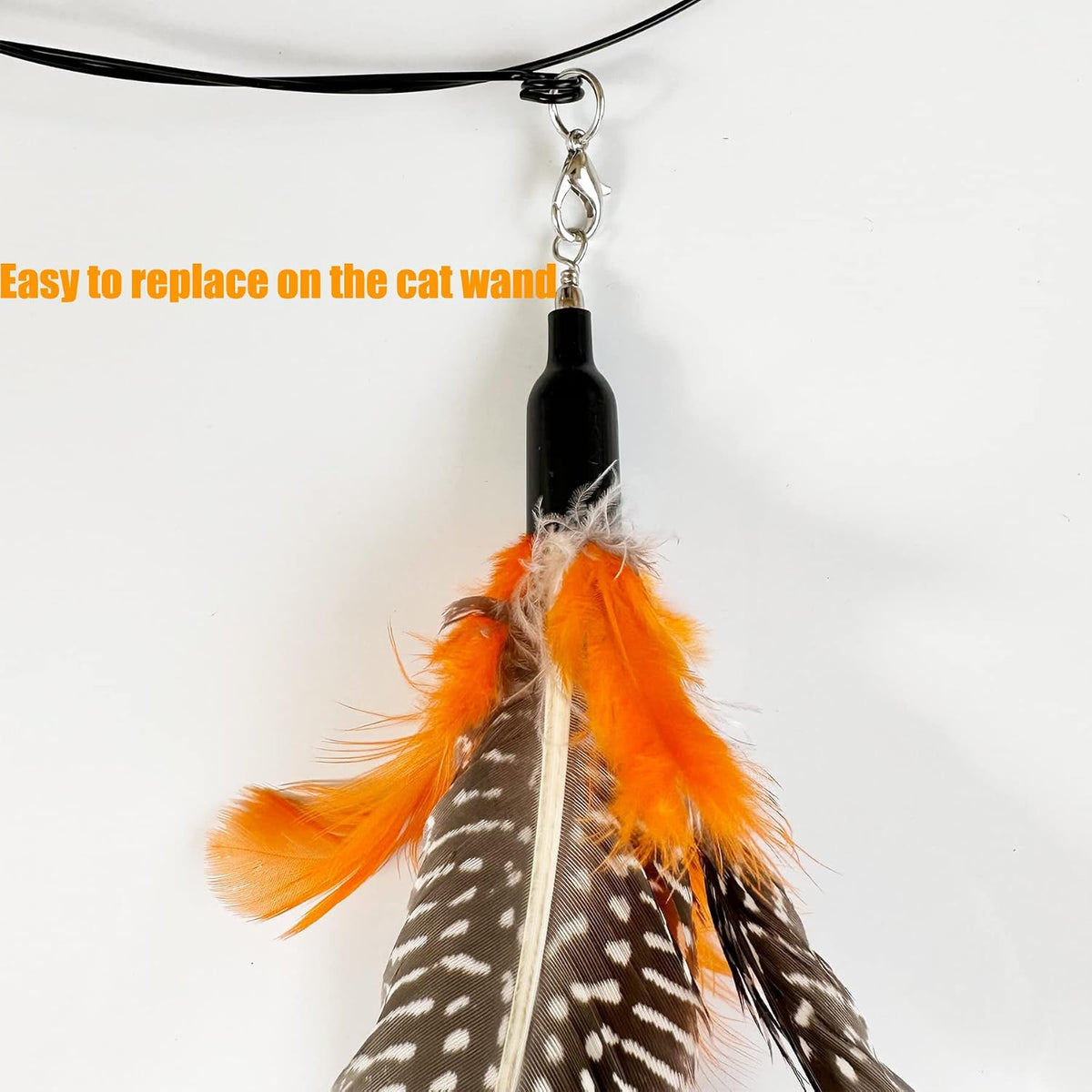 Cat Feather Toys Refill, 16 Pieces Cat Wand Replacement Feathers Toy for Indoor Cats – Essentials for Cats - 6 PCS Cat Toy Feather Refills - image 4