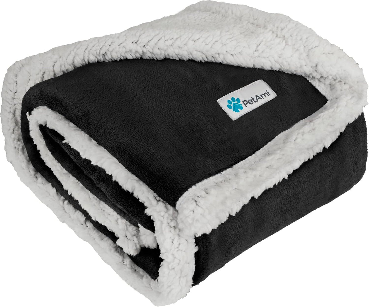 PetAmi Dog Blanket for Large Medium Pets Cats, 80x60 Twin XL - Large - 60 X 40 Inches / Black