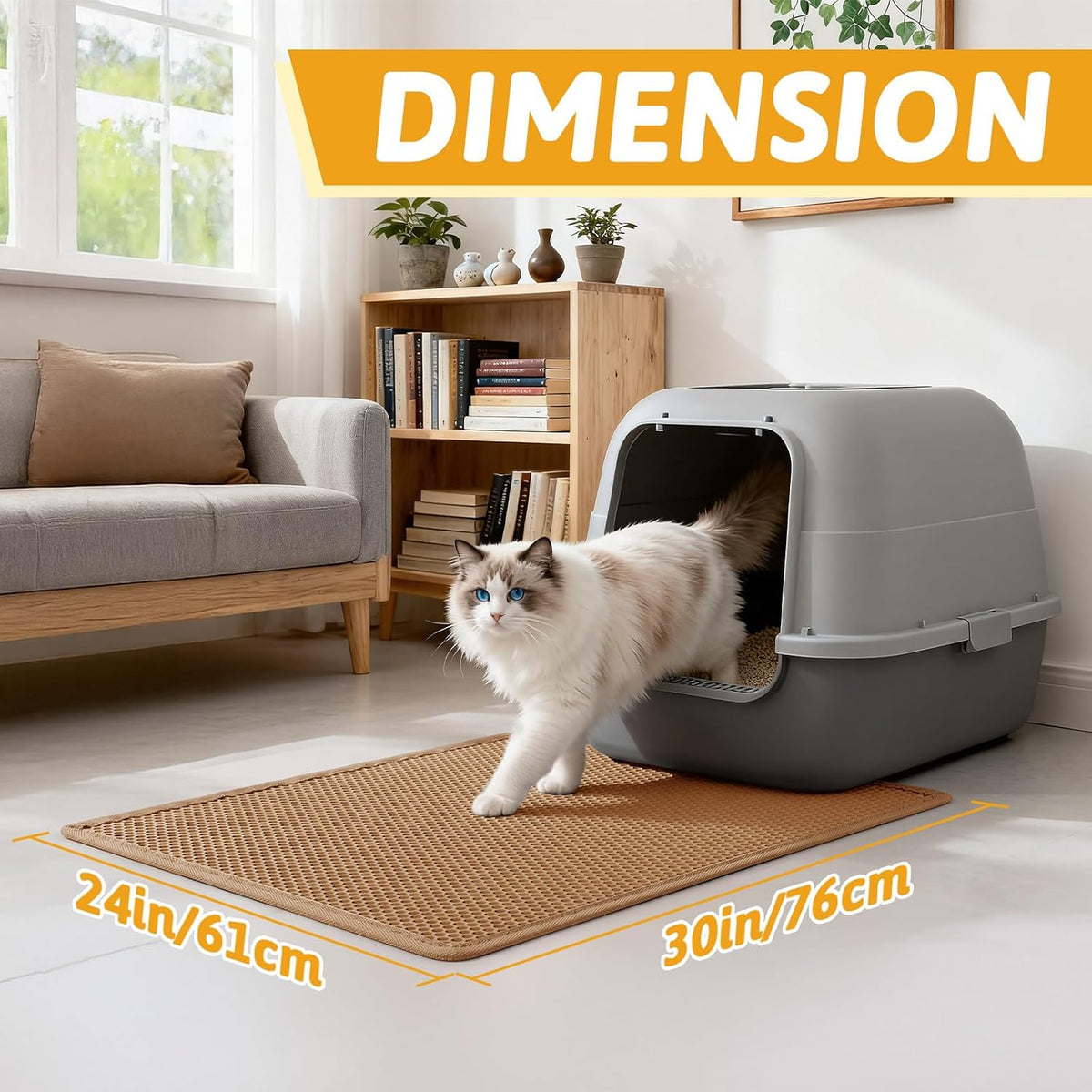 Pieviev Cat Litter Mat, Double-Layer Waterproof Litter Trap - Brown / 30x24 Inch - image 2
