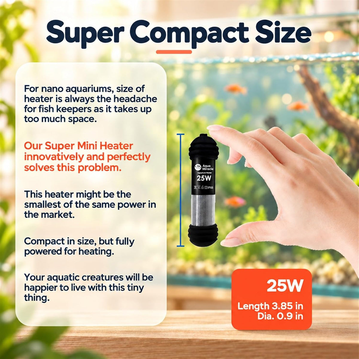 AquaMiracle 100W Dual LED Display Small Aquarium Heater for 10-20 Gal - 3-5 Gal Tanks - image 2
