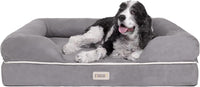 Friends Forever Large Dog Bed Couch - Memory Foam Dog Bed / Chester Grey / Large (36" x 28" x 9")