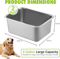 Stainless Steel Dog Water Bowl - 2 Pack-2 Gallon - image 2