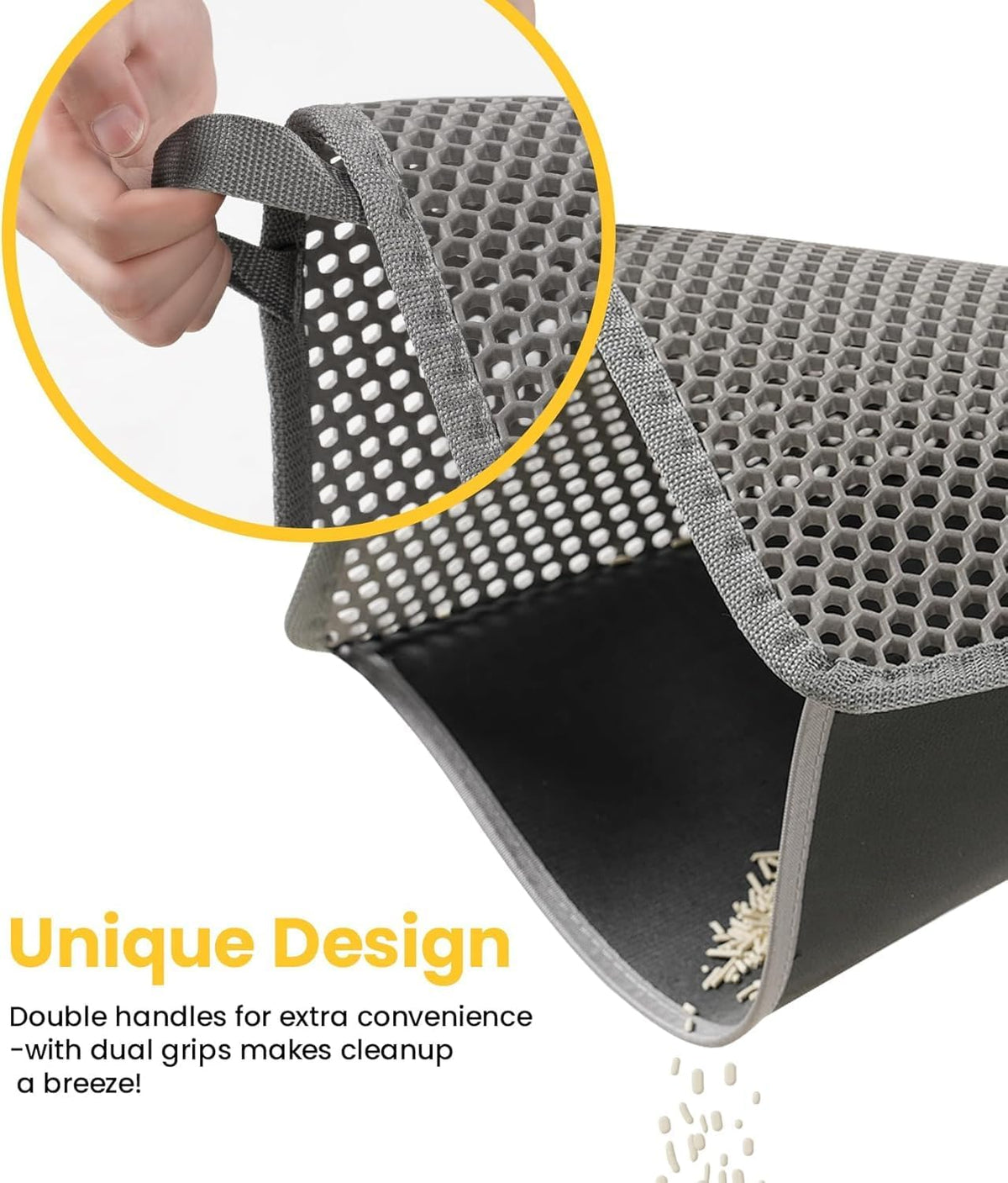 Cat Litter Mat Compact Size 23.6"x14.6" for Small Spaces - Gray / 27" x 19" (1 Pack) - image 2
