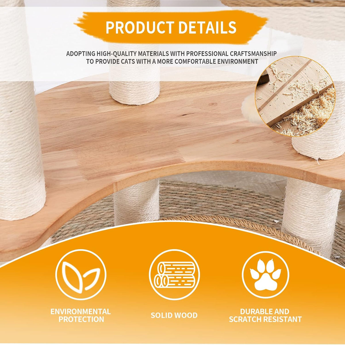 SHODMI 54" Modern Cat Tree Tower for Indoor Cats - Genmai Y816ss Oak Cat Tree - image 4
