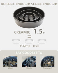 Ceramic Slow Feeder Dog Bowls - Black / 6 Inches - image 3